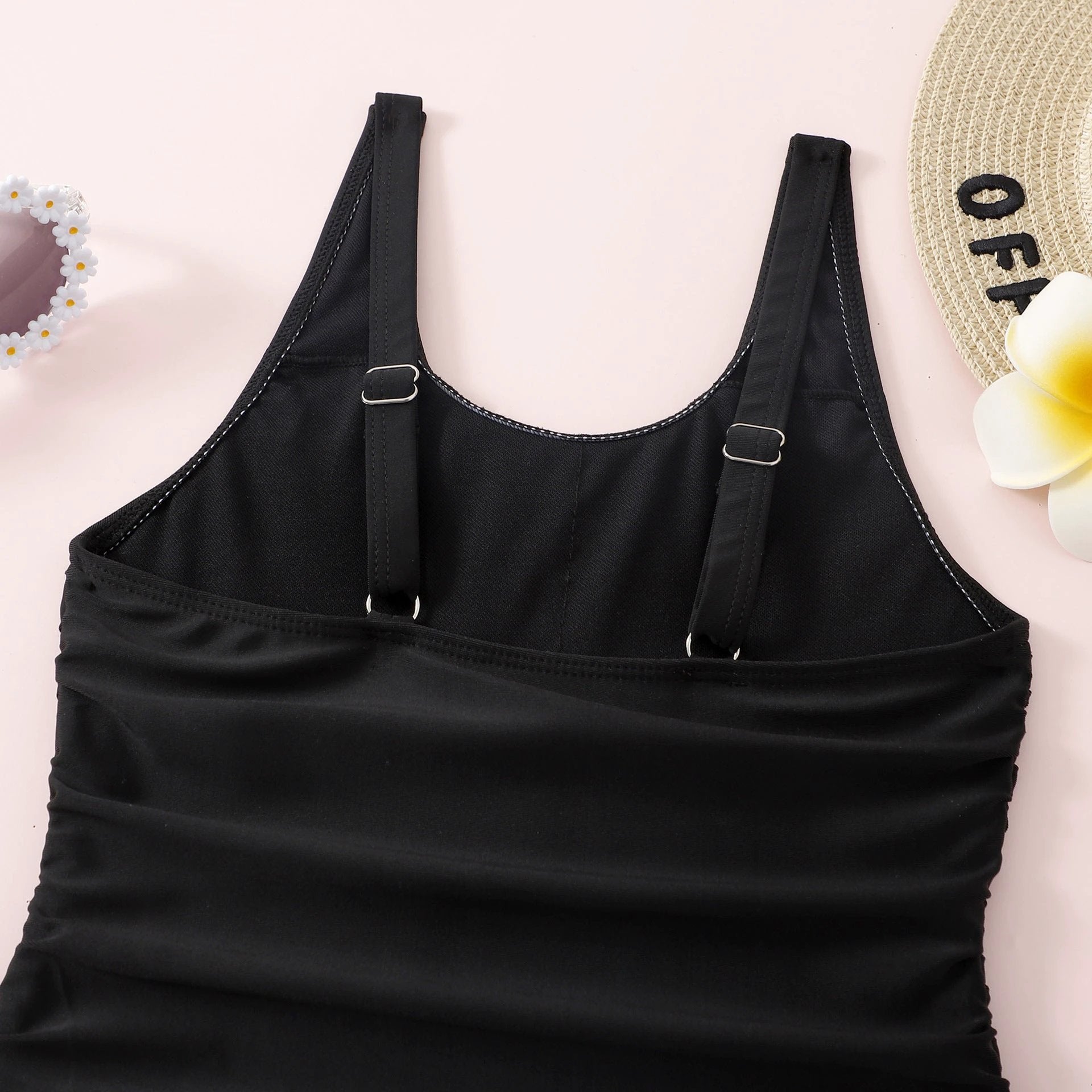 Bikini Solid Color Pleated Tie Than Swimsuit